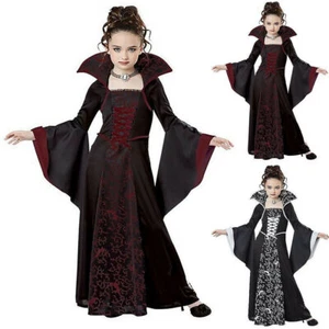 Girls Royal Vampire Cosplay Costume Halloween Party Fancy Dress Queen Witch 2024 - Picture 1 of 12