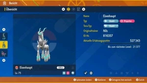 Shiny Eisenhaupt/6IV /Lv 75/ NatDex| Pokemon Karmesin/Purpur - Bild 1 von 4