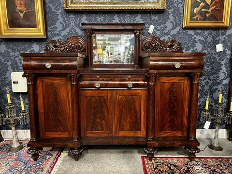 American Classical Carved Mahogany Sideboard Cover