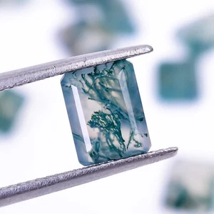 Agata muschio naturale forma ottagonale taglio sfaccettato pietra preziosa sfusa per creazione gioielli - Foto 1 di 12