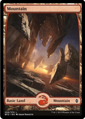 Mountain 268D Full Art Battle For Zendikar MTG Basic Land - Image 1 of 2