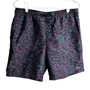 Lost Enterprises Swim Trunks Mens Medium Black Purple Board Shorts Lightning - Picture 1 of 10