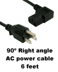 6 FEET 90º RIGHT ANGLE AC POWER CORD 4 VIZIO LG SAMSUNG PANASONIC TV LCD PRINTER - Picture 1 of 9