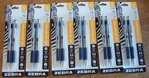 NEW 6 PACKS of 2 PENS ZEBRA G301 GEL RETRACTABLE BLACK INK 0.7mm MEDIUM POINT - Picture 1 of 2
