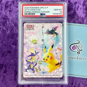 PSA 10 2020 Pikachu Let's Have Fun Pokeka Aufkleber rosa Pokemon japanische Promo - Bild 1 von 5
