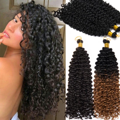 Women Soft Deep Curly Water Wave Crochet Braids as Human Hair Extensions Natural - Image 1 of 4