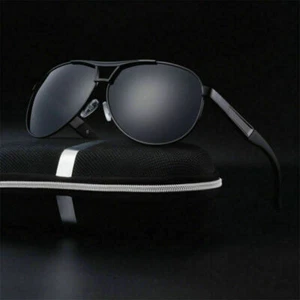 Gafas de sol Pilot Police Gafas de sol Polarizadas Calidad Metal UV400 Negro Plata - Imagen 1 de 4