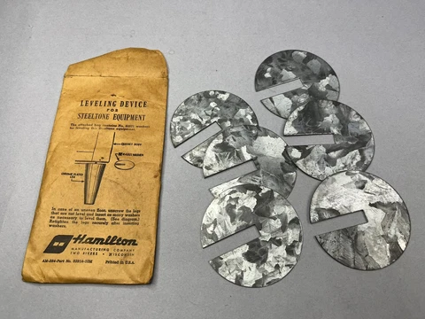 Vintage Hamilton Leveling Device for Steeltone Equipment Tanker Desk Steel DIscs Cover