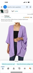 IN'VOLAND Women's Plus Size Kimono Chiffon Cardigans 3/4 Sleeve Loose Cover... - Picture 1 of 12