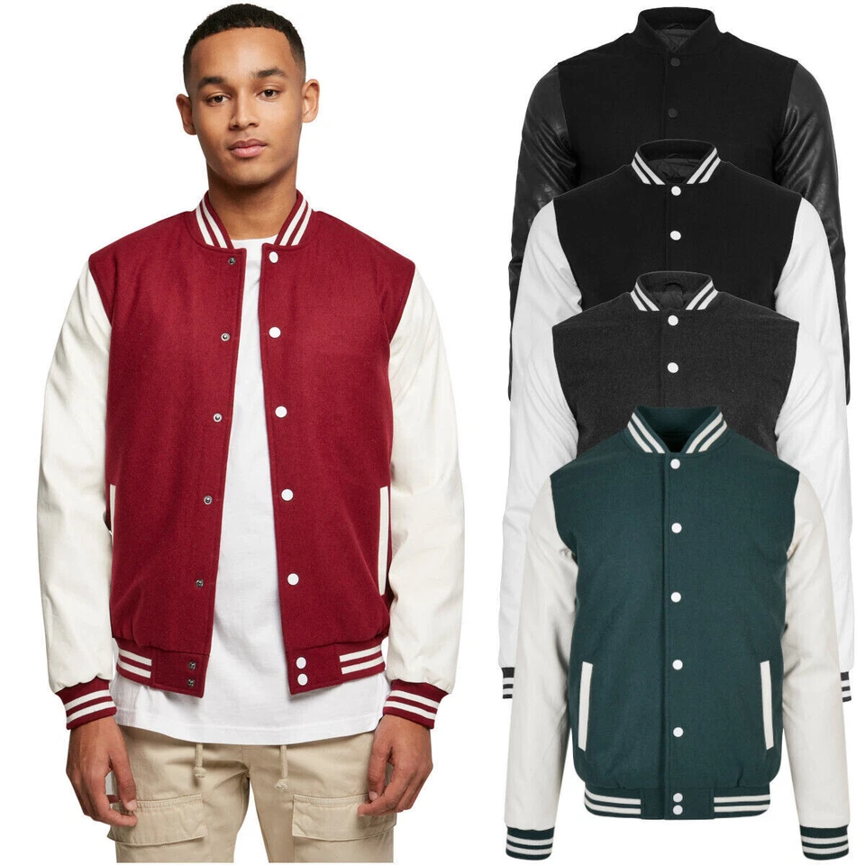 Urbanclassics Oldschool College Jacket Men Sweat Leather Oversize S-5XL - Image 1 of 4