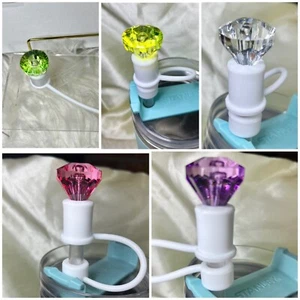 BLING COLORFUL DIAMOND STRAW TOPPERS & HANDLE CHARMS•Fits 20/30/40oz. STRAWS - Picture 1 of 68