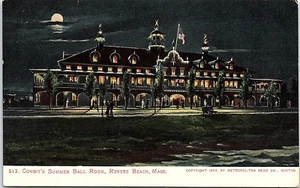 1900s UDB MA Postcard Revere Beach Mass Unused Condit's Summer Ball Room Night - Picture 1 of 2