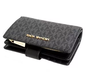 Portefeuille Michael Kors portefeuille portefeuille jet set voyage bifold zip noir - Photo 1 sur 11
