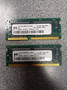 2 x 64MB MT4LSDT864HG-10EB1 100MHz 64MB 144PIN MEMORY SDRAM (128MB) - Picture 1 of 1