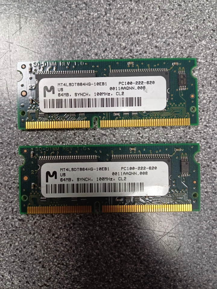 2 x 64MB MT4LSDT864HG-10EB1 100MHz 64MB 144PIN MEMORY SDRAM (128MB) - Image 1 of 1