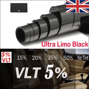 PRO BLACK WINDOW TINT FILM CAR VAN BUS TINTING DARK SMOKE 5% 75cm x 6M - Picture 1 of 12