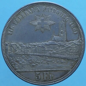 SVIZZERA FRIBURGO 5 FRANCHI 1881 ARGENTO SILVER COIN NUMISMATICA COLLEZIONE - Foto 1 di 2