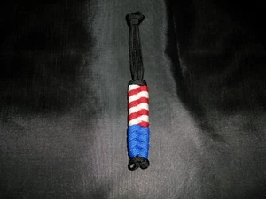 American Flag Colors Paracord Keychain Zipper Pull Red White Blue Black 4.75" - Picture 1 of 5