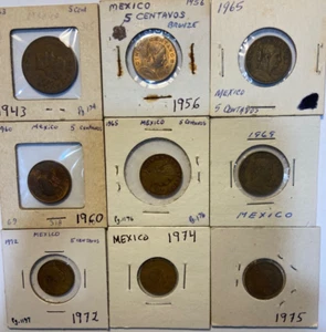 Mexico - 5 Centavos 1943 to 1975 - Lot 9 Coins - Josefa Ortiz de Domínguez - Picture 1 of 10