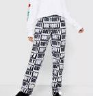 Obey Splash Pants International Spell Out White Black Retro 90s Women Sz S NWT 