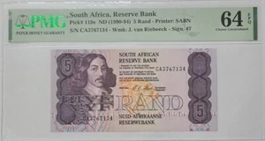 1990 -94 SOUTH AFRICA 5 RAND PMG64 EPQ UNC 【P-119e】 - Picture 1 of 4