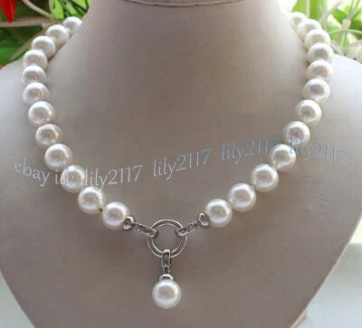 Collar colgante de perlas redondas blancas del Mar del Sur 14-32"" 6/8/10/12/14 mm Foto 1 de 4