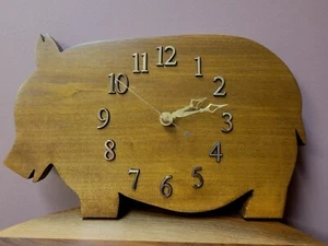 Vintage Wooden Pig Wall Clock Tochigi Tokei Japan NOS - Picture 1 of 6