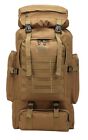 WintMing 70L Large Camping Hiking Backpack Tactical Military Tan 