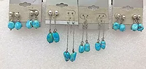 Sterling Silver .925 Premium Sleeping Beauty Turquoise Dangle Earrings - Picture 1 of 12