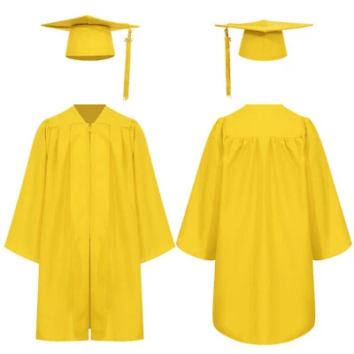 Estudiantes Niños Color Sólido Vestido de Graduación Borla Gorra Conjunto Ceremonias de Graduación Foto 1 de 4