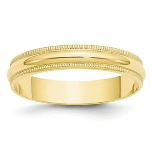10K Yellow Gold 4mm Milgrain Half Round Wedding Band Lightweight Ring Sz 4 - 14 - Picture 1 of 25