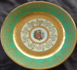 Antique Bohemia China 24K Gold Encrusted 8.25” Salad Plate – Empire – VGC -Czech - Picture 1 of 5