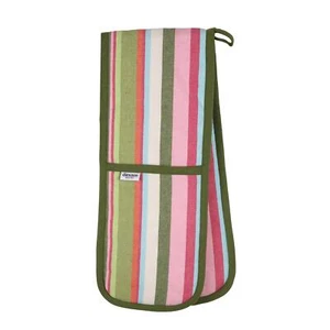 Dexam Green & Pink Streifen recycelter Baumwoll-Doppelofenhandschuh - Bild 1 von 2