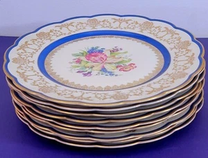 Juego de nueve platos de cena con ramo floral dorado Royal Bayreuth Bavaria 412 - Imagen 1 de 9