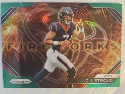 CJ STROUD 2023 Panini Prizm Fireworks SP Green Prizm Rookie Card RC - Image 1 of 4