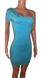 Y2K Blue Bandage Style one shoulder Mini dress One Shoulder V2K 2000 Date S New - Picture 1 of 3