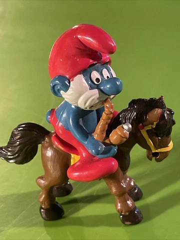 SMURFS PAPA SMURF SMOKING PIPE VINTAGE FIGURE TOY PVC PEYO HORSE FIGURINE Cover