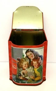 Coca-Cola Metal Tin EMPTY Vintage Picture Girls Drinking Coke - Picture 1 of 8