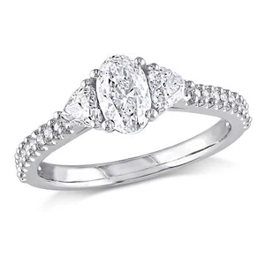 Amour 14k White Gold 1.10CT TDW Oval Diamond Engagement Ring - Picture 1 of 5