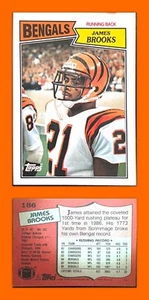 ⚓️🏈1987 TOPPS FOOTBALL CARD JAMES BROOKS CINCINATI BENGALS  #186 - Picture 1 of 1