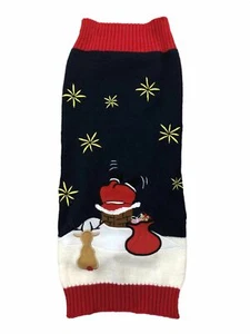 Blue Santa Deer Gifts Chimney Christmas Holiday Dog Sweater Pet Costume - Picture 1 of 1
