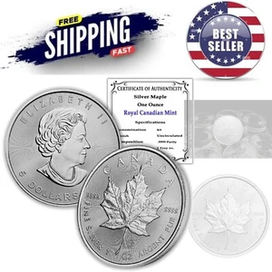1988-Present 1 oz Canadian Silver Maple Leaf Coin - Brilliant Uncirculated, COA - Picture 1 of 8
