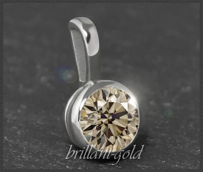 Gold Diamant Gleiter mit 0,72ct Brillant, cognac, VS2; 585 Weißgold Anhänger - Bild 1 von 4