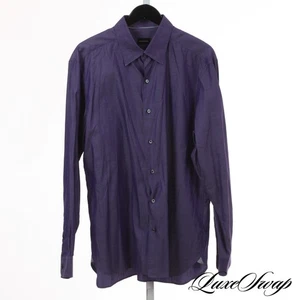 Camisa Ermenegildo Zegna Etiqueta Negra RICA Real Púrpura Jacquard Microtejido XL SIN RESERVA - Imagen 1 de 6