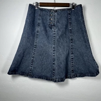 Mini-saia jeans vintage Y2K DKNY feminina tamanho 12 azul alargado - Imagem 1 de 4