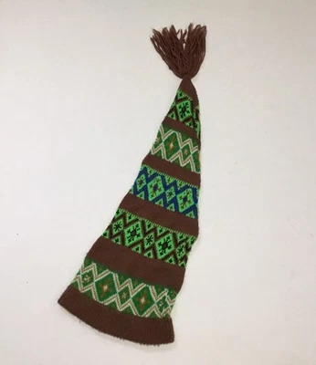 Vintage Long Winter Hat Knit Stocking Cap 1970s - Image 1 of 4