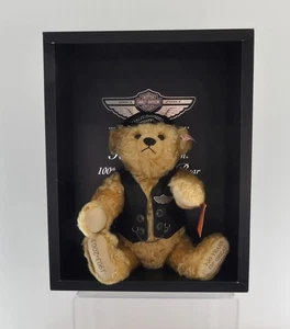 Orso Steiff 2002 Harley Davidson anniversario in pelle nera 40 cm Ean 666476 - Foto 1 di 21