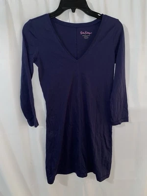 Lilly Pulitzer Juliet Women’s XXS 2XS Dress Pima Cotton V-Neck 3/4 Sleeve Navy - Image 1 of 4