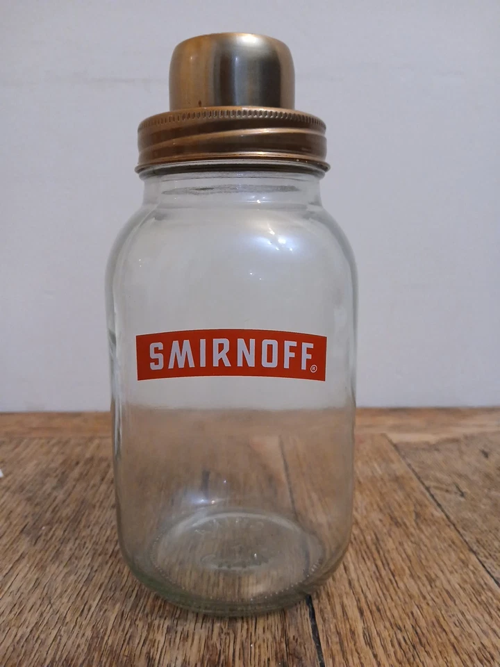 Smirnoff Vodka Glass Mason Jar Cocktail Shaker Mixer - Image 1 of 4