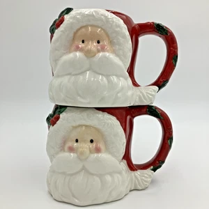 Taza Cabeza Cara Papá Noel Retro Estilo Navidad Cerámica 12oz Juego de 2-Leer - Imagen 1 de 17